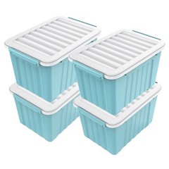 72QT/97QT stackable wheeled storage boxes with lids, suitable for family storage