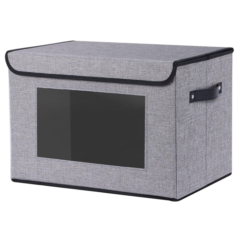 1 Pack Fabric Storage Bin with Lid Handles 13×9.1×7.9 Closet Organizer