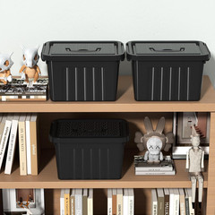 6-Pack 6 Quart Black Latching Storage Bins with Handles and Lids