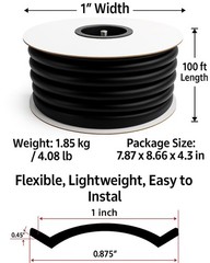 100 Ft x 1″ Black Vinyl Trim Molding Screw Cover RV Boat Camper Trailer UV Water