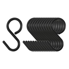 12pcs S Hooks 2.4″ Plastic Hanging S Shaped Hooks Small Closet Rod Hooks Black