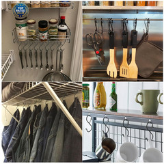 12 Pack Heavy Duty Metal 3.5 S Hooks with Safety Buckle for Hanging Kitchen