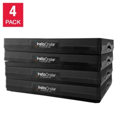 Greenmade Collapsible Stackable Storage Bin, 48 Quart Plastic, Black, 4-Pack New