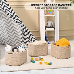 4 PCS 12.5×9.1×7.9 Inch Mixed Brown Woven Cotton Rope Small Storage Baskets