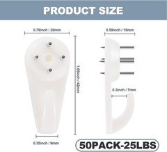 50 PCS Wall Hooks for Concrete & Wood – Traceless Easy Install, 25 LBS Capacity