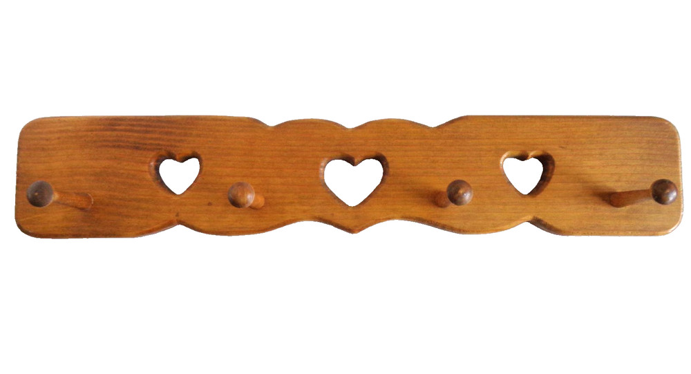 Rustic Solid Oak Wood 4-Peg Hook Coat/Jacket Rack Hanger Wall Mt Panel 24″ Long
