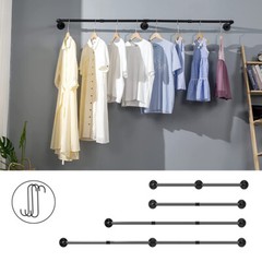 71“ Clothing Rack Wall Mount Clothes Rail Garment Hanger Bar Laundry Drying Rack