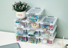 10 Pack Stackable 1.3 QT Clear Storage Bins with Lids for Organizing Supplies