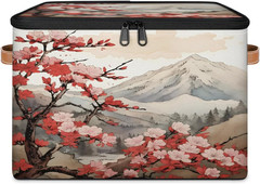 Cherry Blossom Storage Bins with Zipper Lid – Foldable Clothes Organizer