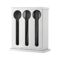 8.07*3.54*9.25“ Silver 3 Compartment Stainless Steel Cutlery Organizer With Lid