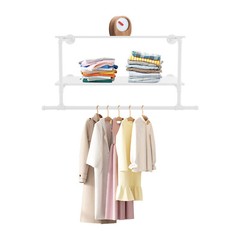 Clothes Display Rack Shelves 2-tier Wall Mounted Garment Rack 42.2*16.5 in 30kg