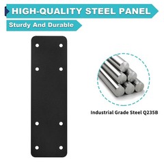 Steel Post Beam Connectors 4pcs, 10″x3″ Flat Plate, Black I Bracket for Repair