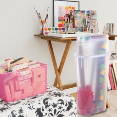 Rubbermaid Wrap N Craft Wrapping Paper Storage Holder Clear Container