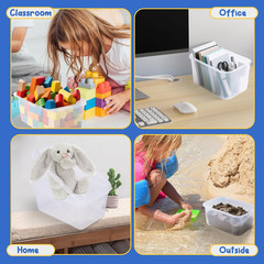 Clear Classroom Storage Bins – 8-Pack Plastic Organizers for Books & Toys