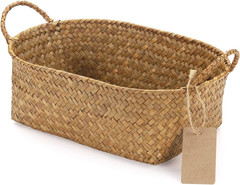 Natural Seagrass Baskets Set of 3 – Stackable Storage with Handles