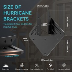 30 PCS Heavy Duty Black Hurricane Ties for Rafters,13 Gauge Roofing Hurricane…