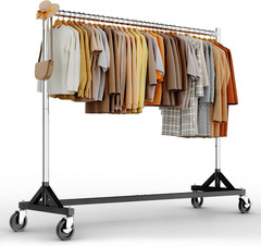 HOKEEPER 63x24x71″ Z Clothes Rack Lockable Wheels Adjustable Heavy Duty
