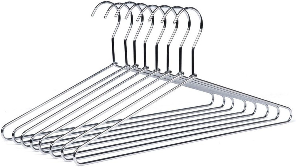 8 Quality Hangers Heavy Duty Metal Suit Hanger Coat Hangers with Polished Chrome