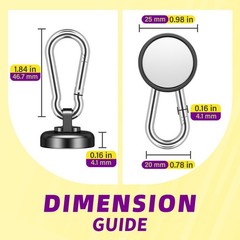 Heavy Duty Magnetic Hooks 80LBS, Neodymium with Swivel Carabiner, 10 Pack for Ho