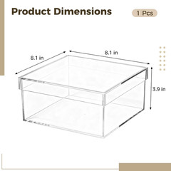 Large Clear Acrylic Storage Box with Lid for Collectibles & Gifts 8.1×8.1×3.9 in