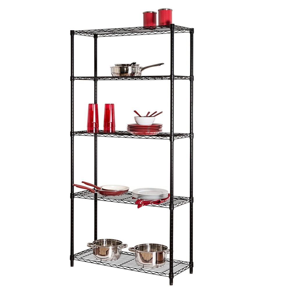 5 Tier Heavy Duty Steel Shelving Unit Adjustable Storage 200 Pounds Black 72 …