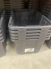 HDX Tough Tote 27 Gal Heavy Duty Stackable Plastic Storage Tote w/ Lid Black