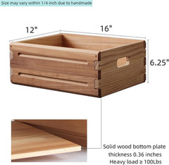 Durable Wooden Storage Bin with Handles – 16″x12″x6.25″ Farmhouse Organizer