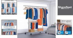 Flexible Mobile Coat Rack with Bottom Rack and Adjustable Heights