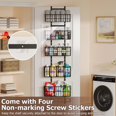 Adjustable Over The Door Organizer Metal Hanging Shelf with Baskets and Hooks