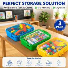 Stackable Sensory Bin Set for Toddlers – 3 Durable Storage Containers
