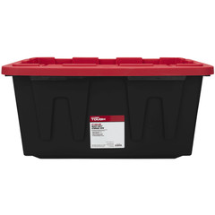 (Pack of 4) Hyper Tough 27 Gallon Large Storage Bin with Snap Lid, Black and Re