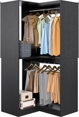 80” Walk-in Corner Closet System Closet Organizer with 2 Hanging Rod Heavy Duty