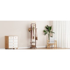 Solid Wood Coat Rack Stand 71in Tall Entryway Hall Tree Hanger Natural Walnut