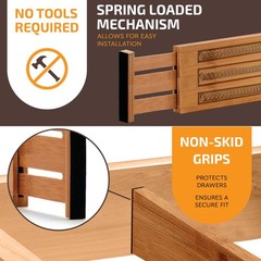 6-Pack Drawer Dividers – 6 Inches High, Adjustable 11 to 17 Inches Bamboo Dra…