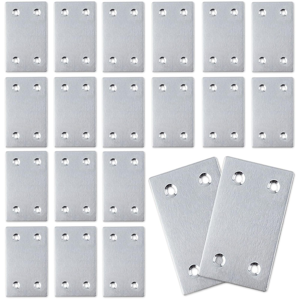 50-Pack Silver Mending Plate for Wood, 2.36inx1.5in Stainless Steel Flat Brac…