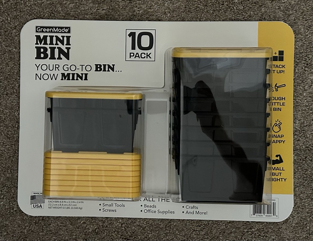 10 Pack Greenmade Mini Bins with Lids Stackable Storage Bins for Organizing