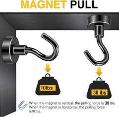 Magnetic Hooks 6pcs 30lbs+ Cruise Essentials 2026 Magnet Hook Black | Neodymi…