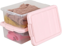 2 Pack Clear Latching Storage Boxes, 14 Qt Underbed Containers with Lids