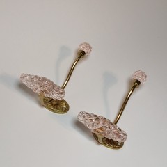Anthropologie Pink Glass & Gold Etoile Hooks for Hats, Coats & More Set of 2