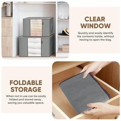 2 Pack Clothes Storage Bags, 24 Gallon Storage 2 Pack-24 Gallon Grey