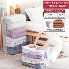 2x Vacuum Storage Bags Jumbo Cube Extra Large Vacuum Seal Bags Closet Organizer