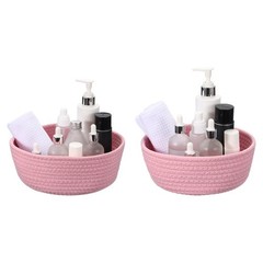 7.9×3.2″/9.1×3.6″ Small Cotton Rope Woven Storage Basket, Pink