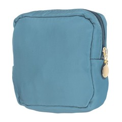 Period Bag Portable Polyester Sanitary Towel Pouch with Zippers Dusty Blue,