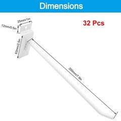 32 PCS 8 Inch White Slatwall Hooks Metal Display Panel Heavy Duty Gridwall