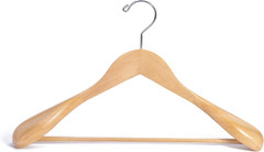 Natural Wooden Suit Coat Hangers – 16 Inch Anti-Slip Bar, 6 Pack