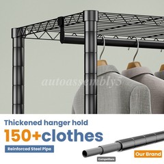 960LBS Heavy Duty Garment Rack Clothes Rack Freestanding Closet Clothing Shelves