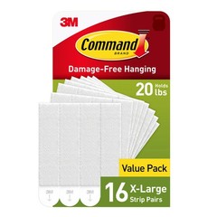Command 20 lb X-Large Picture Hanging Strips, 16 Pairs White Command Strips Hea