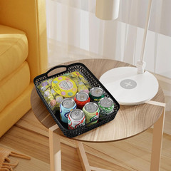 Set of 6 Large Black Plastic Storage Baskets with Handles for Easy Organization