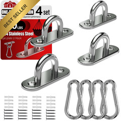 8 Pack M5 304 Stainless Steel Pad Eye Ceiling Hooks Heavy Duty 500lb with Screws