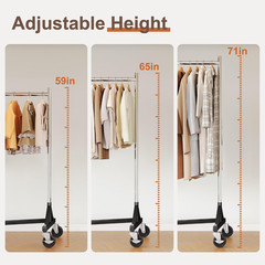 HOKEEPER 63x24x71″ Z Clothes Rack Lockable Wheels Adjustable Heavy Duty